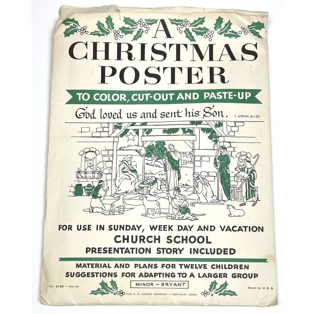 VTG CR GIBSON Sunday School Craft/Lesson Plan A CHRISTMAS POSTER Story 4195 NEW